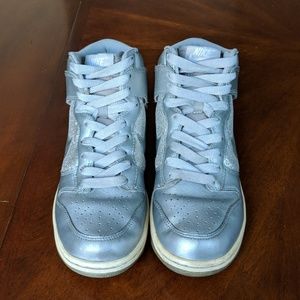 Nike Hi Top Women's Silver Glitter Dunks Size 7.5
